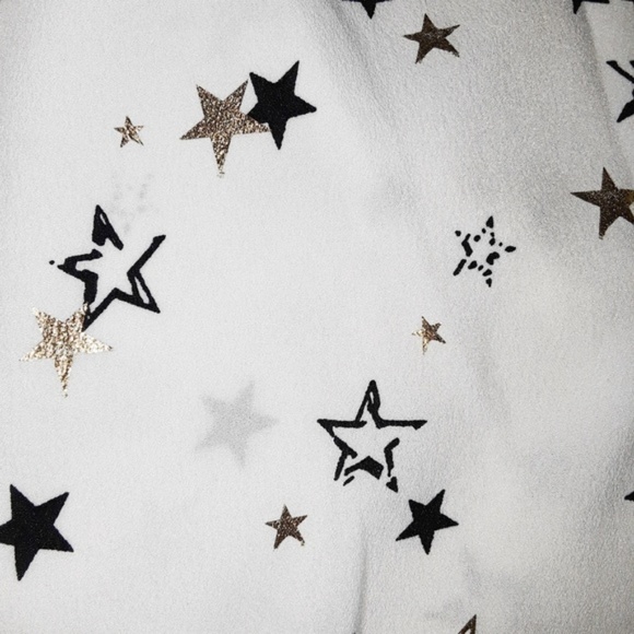 Gold Metallic Star Print White Off Shoulder Top - Picture 6 of 8